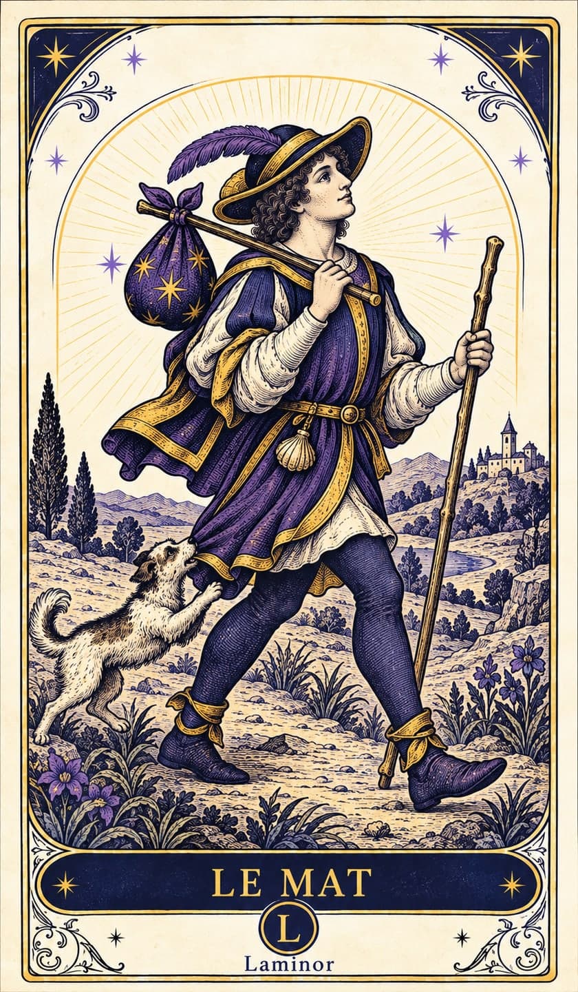 Le Mat, carte du tarot Laminor