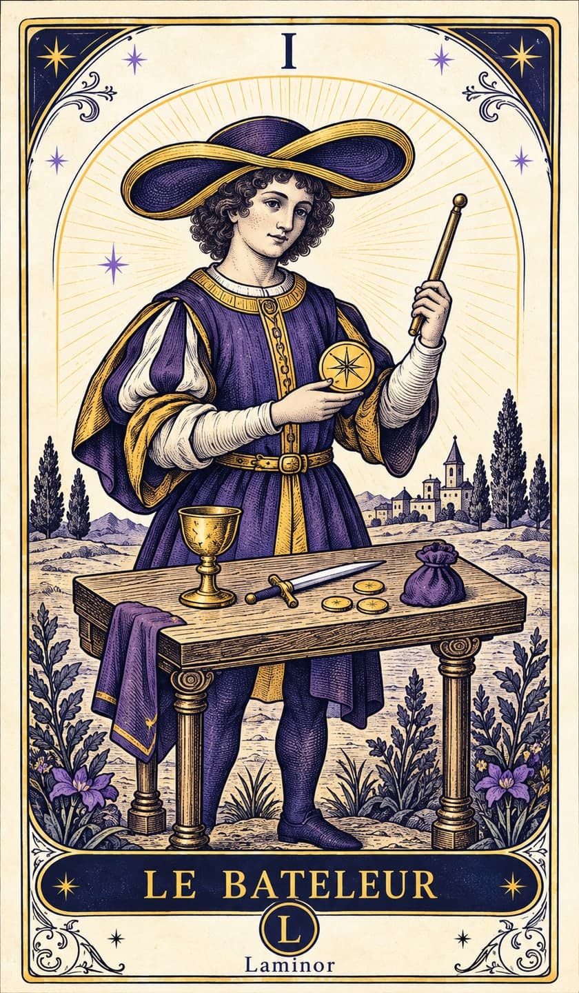 Le Bateleur, carte du tarot Laminor