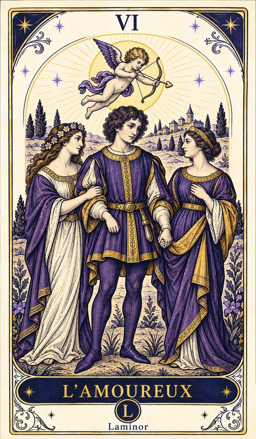 Les Amoureux, carte du tarot Laminor