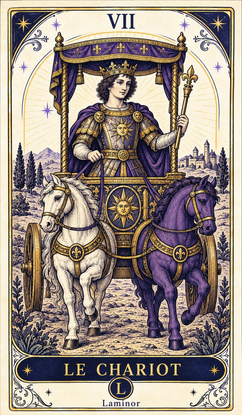 Le Chariot, carte du tarot Laminor