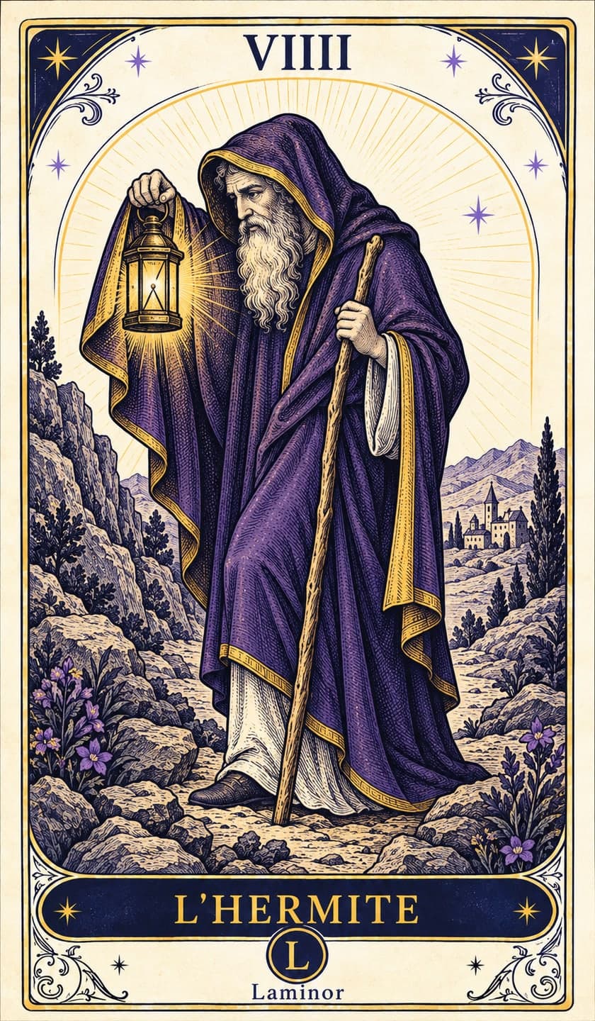 L'Ermite, carte du tarot Laminor
