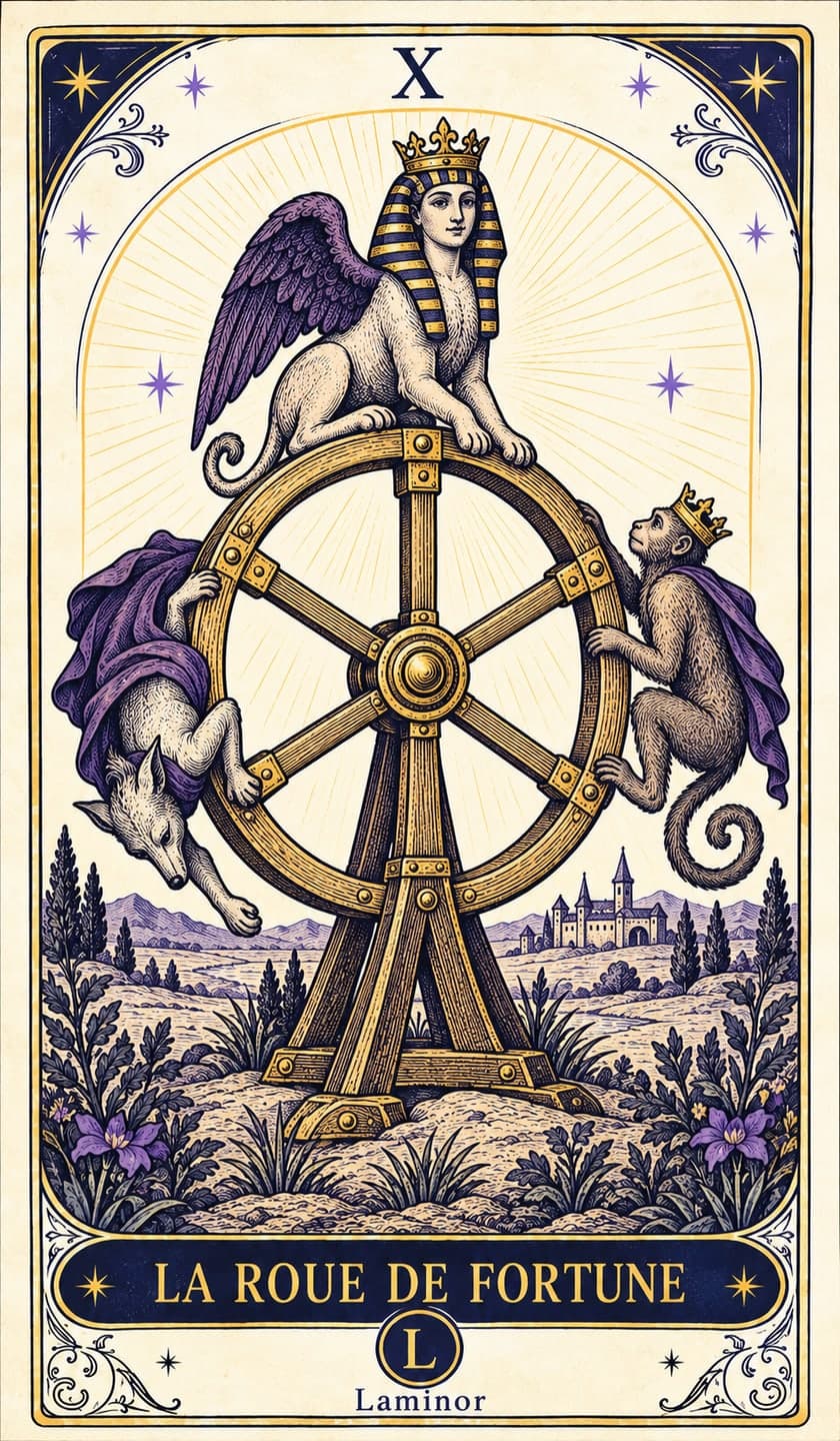 La Roue de Fortune, carte du tarot Laminor