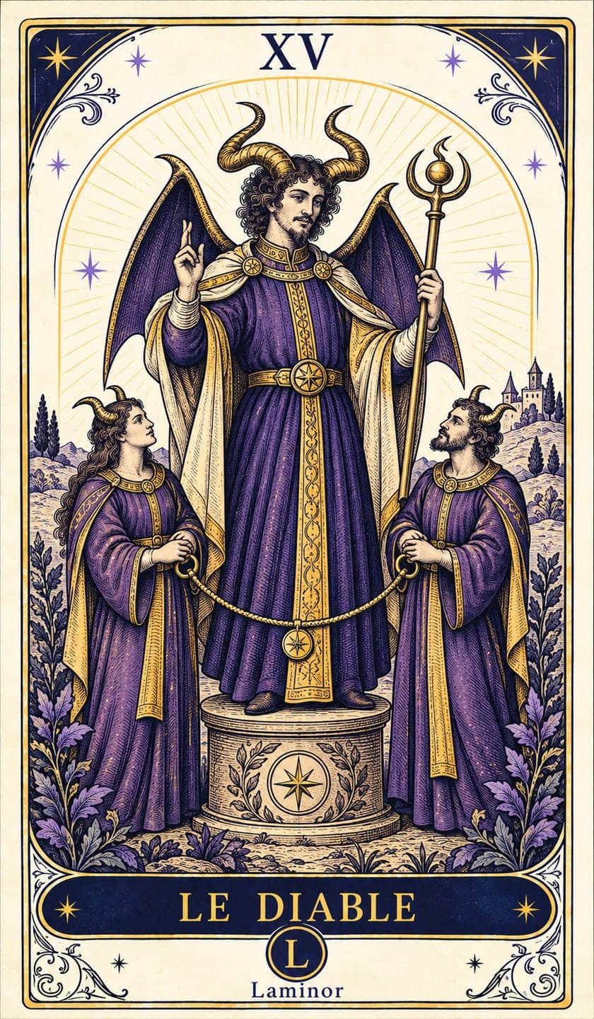 Le Diable, carte du tarot Laminor