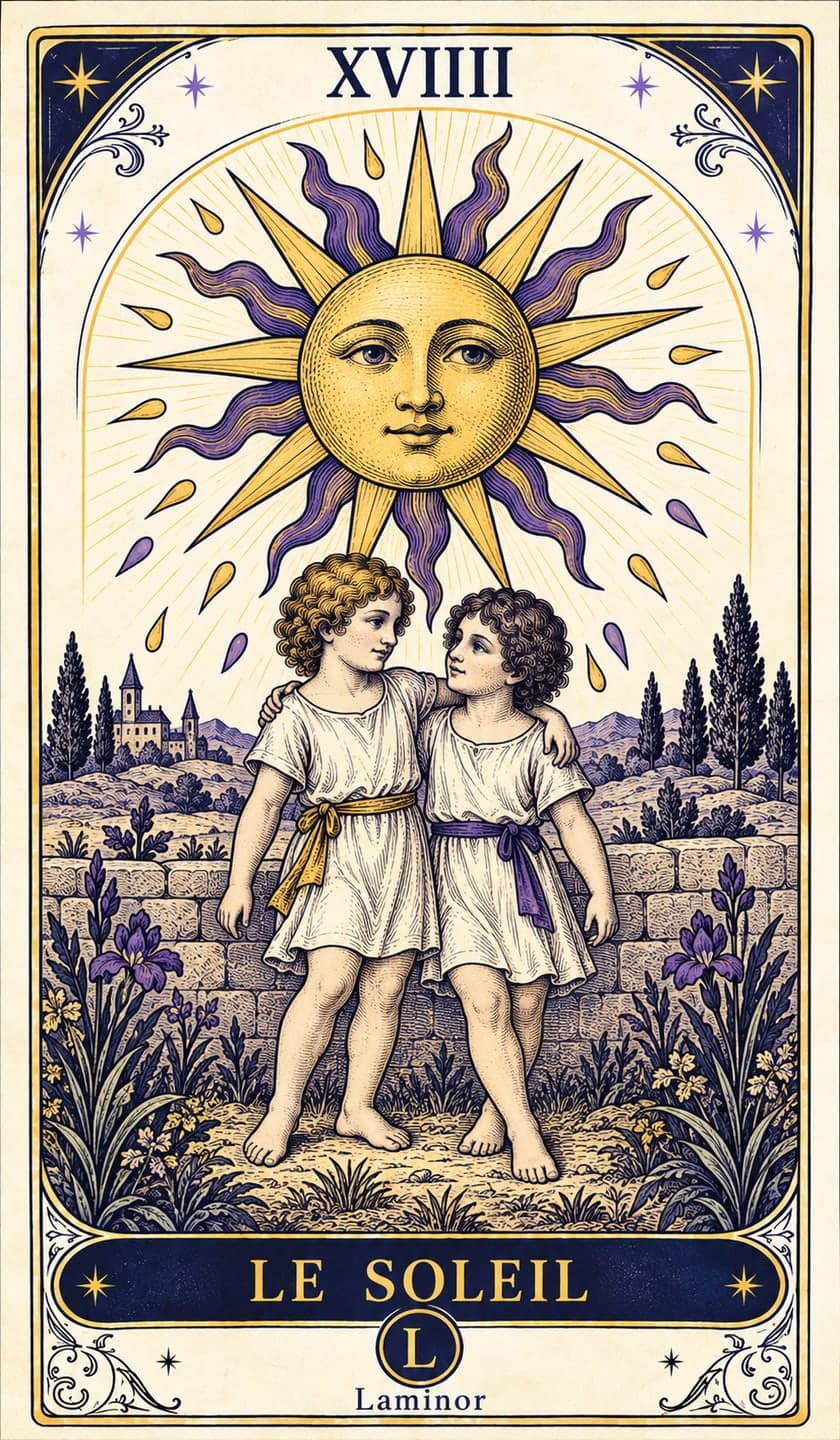 Le Soleil, carte du tarot Laminor