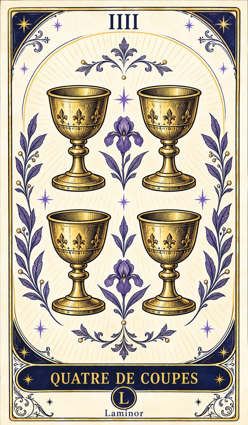 Quatre de Coupes, carte du tarot Laminor