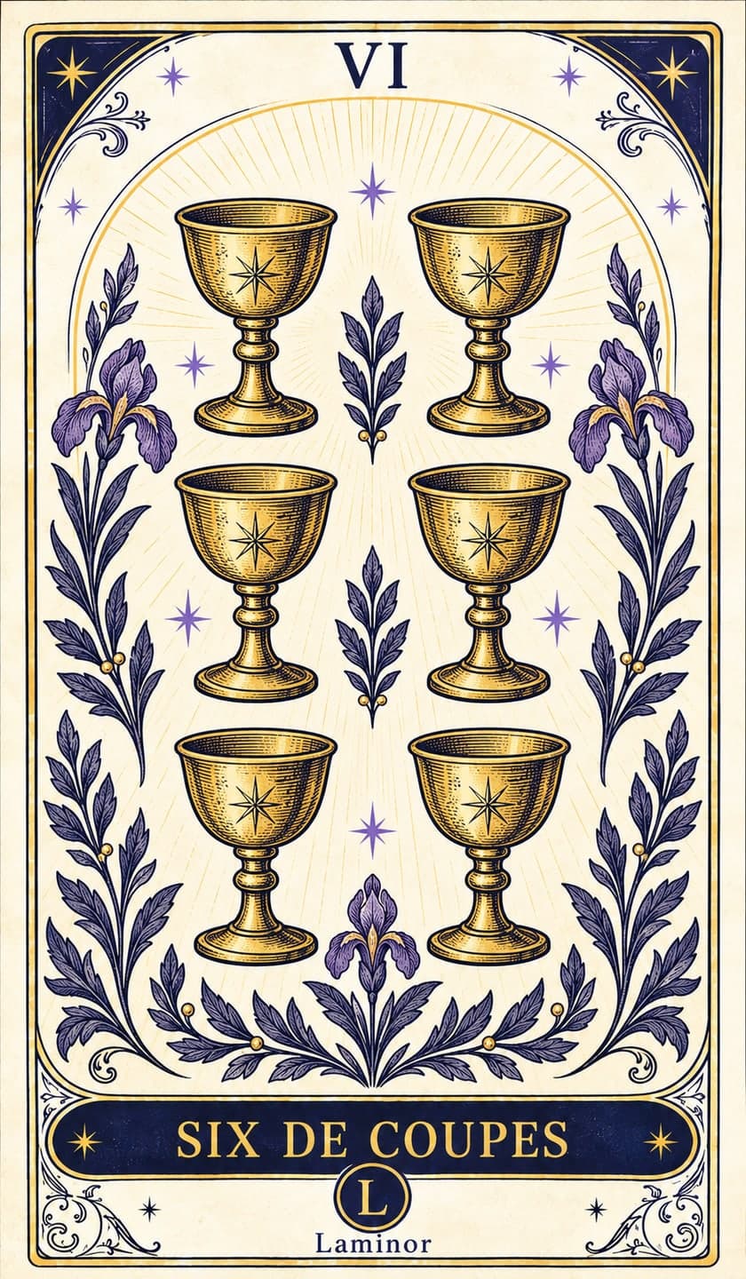 Six de Coupes, arcane du tarot Laminor