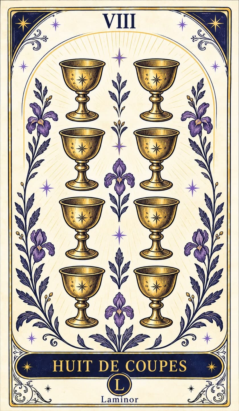 Huit de Coupes, carte du tarot Laminor