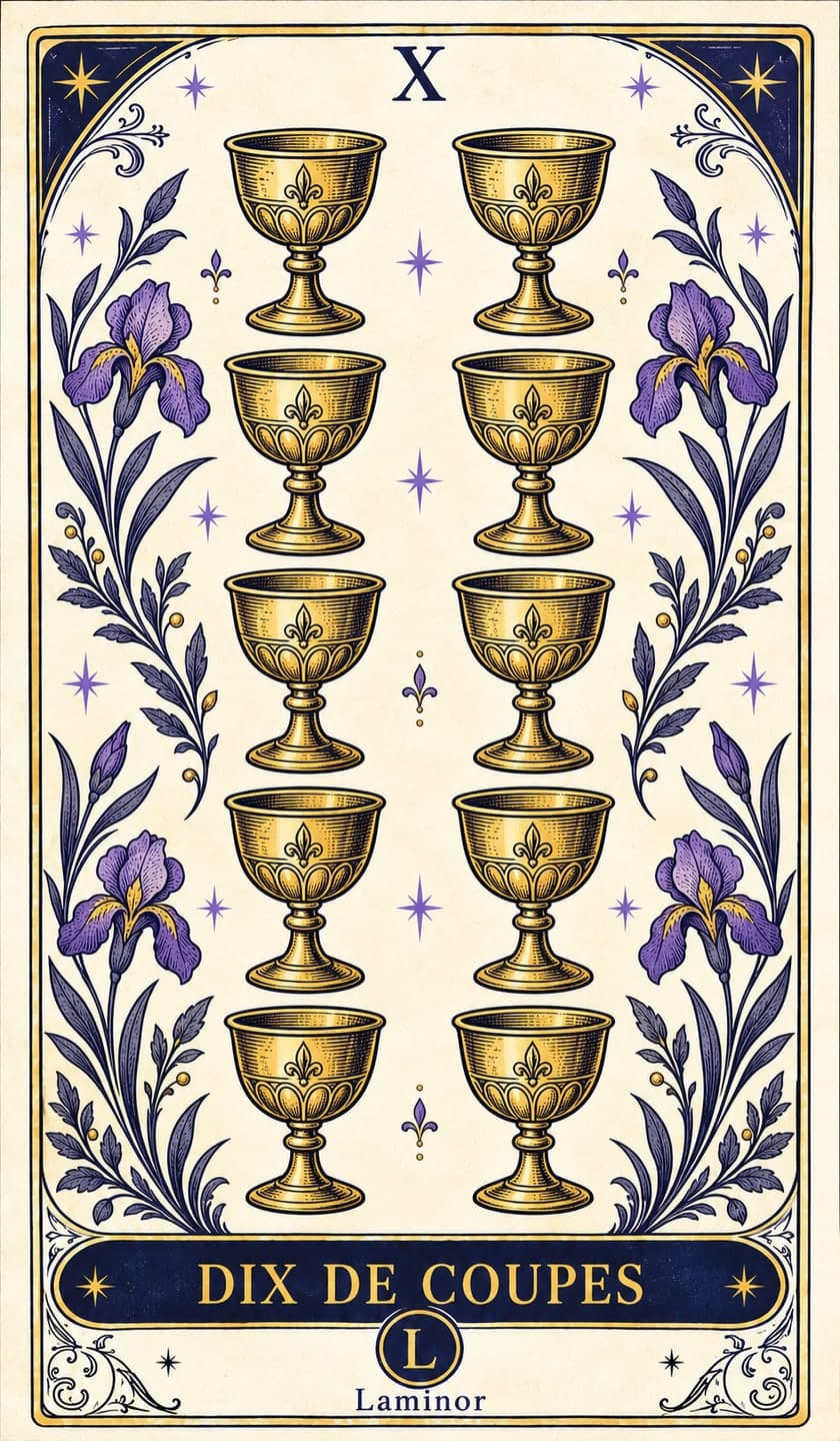 Dix de Coupes, arcane du tarot Laminor