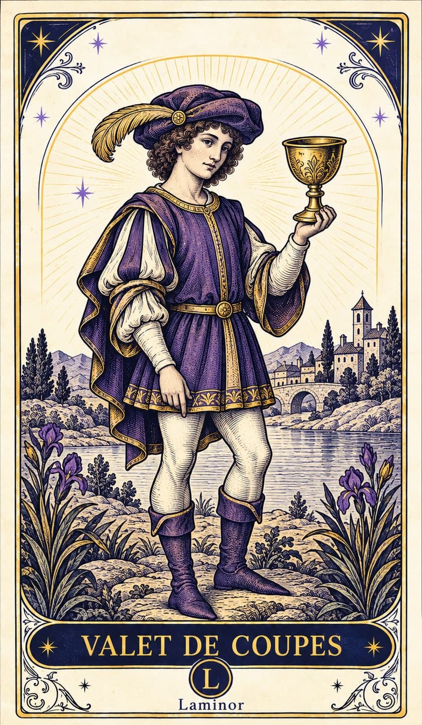 Valet de Coupes, carte du tarot Laminor
