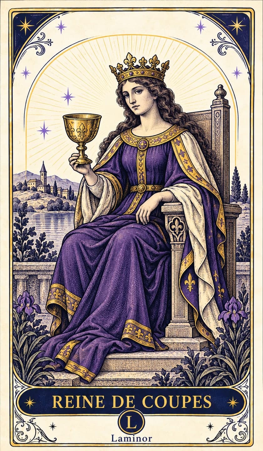 Reine de Coupes, carte du tarot Laminor