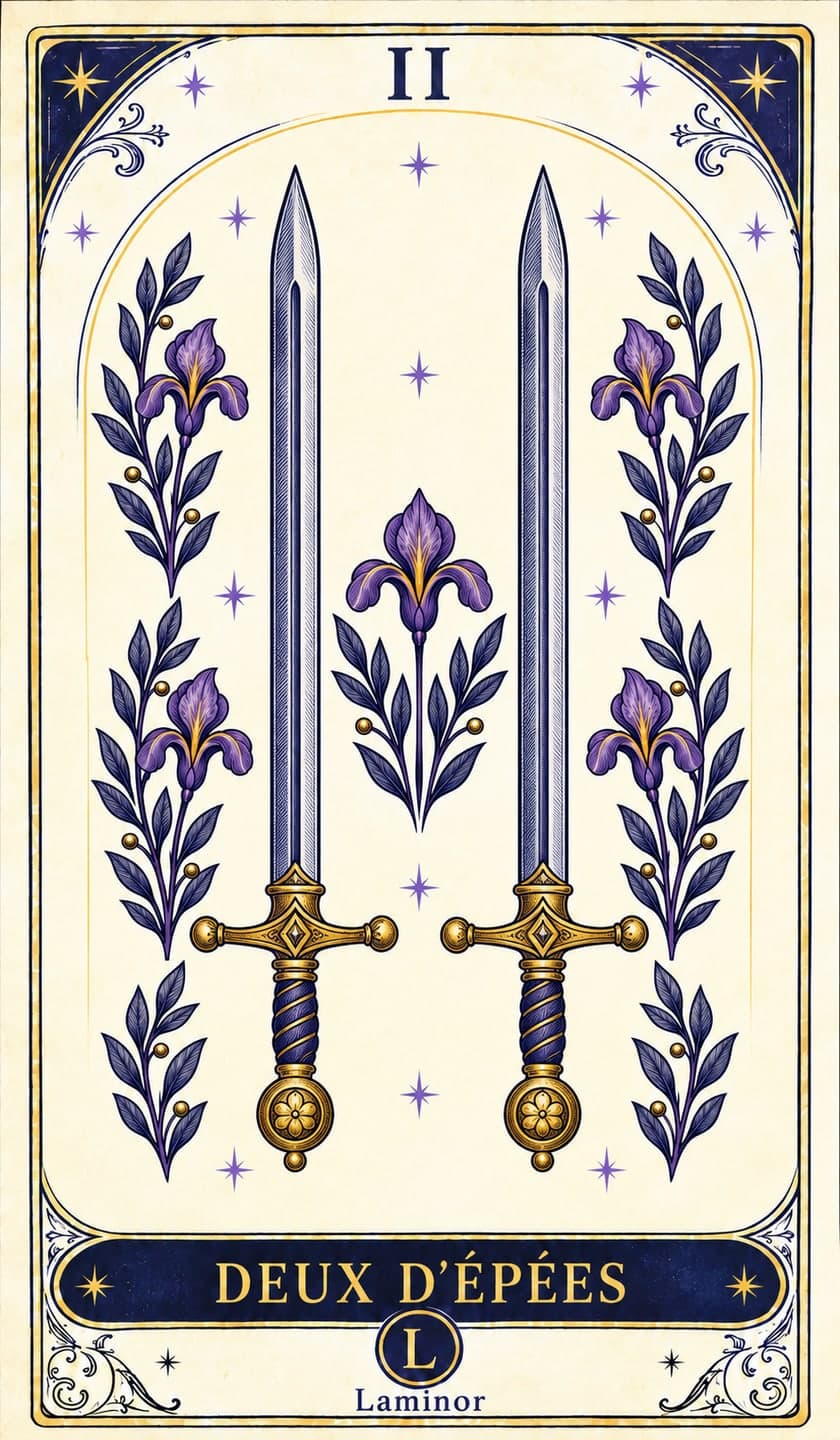 Deux d'Épées, carte du tarot Laminor