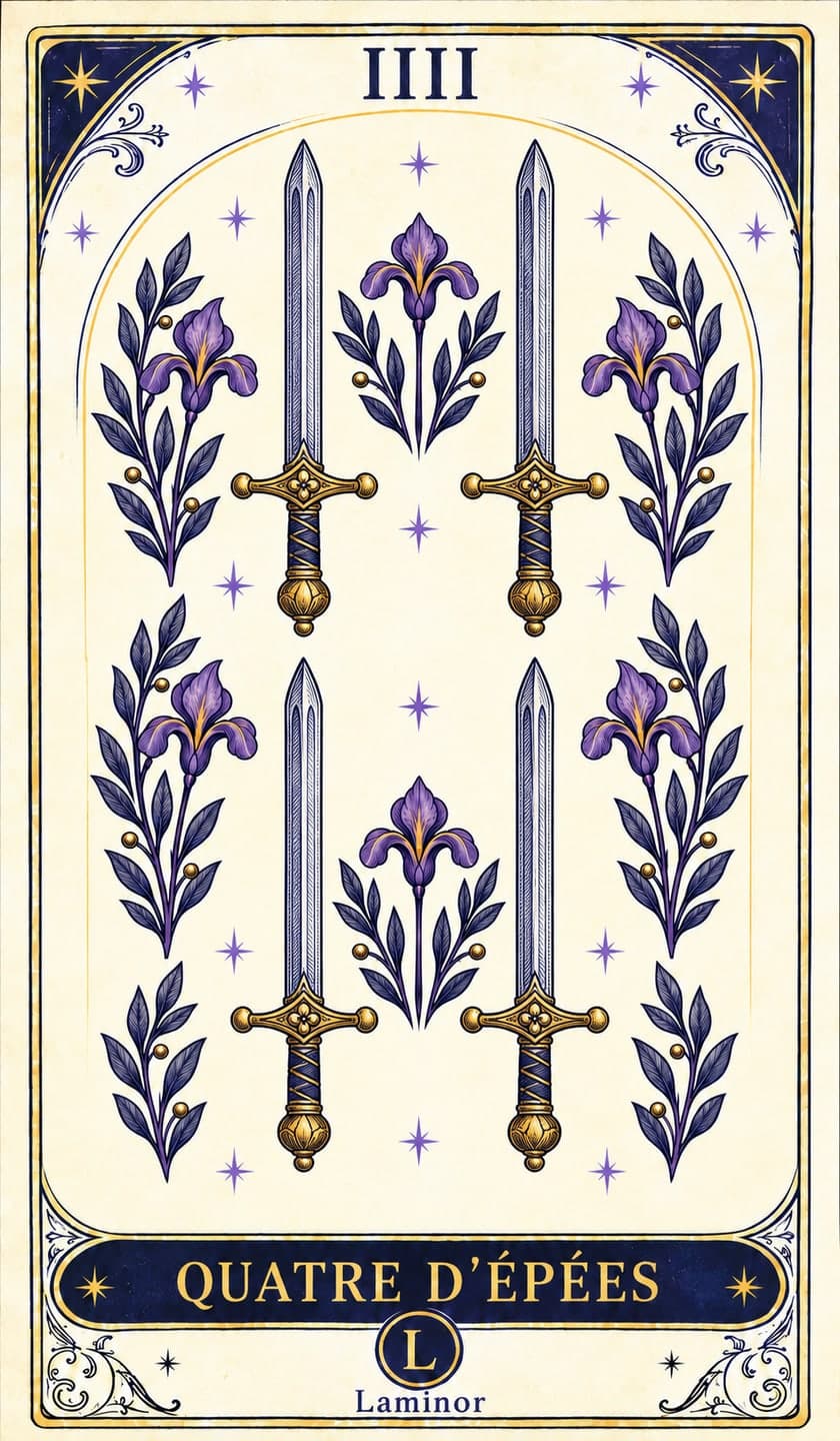Quatre d'Épées, carte du tarot Laminor