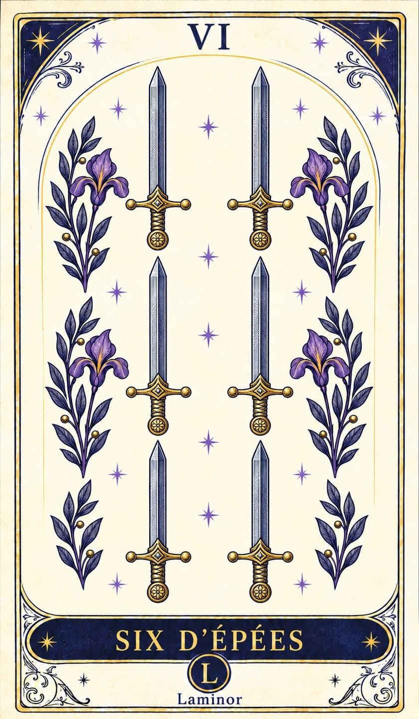 Six d'Épées, carte du tarot Laminor