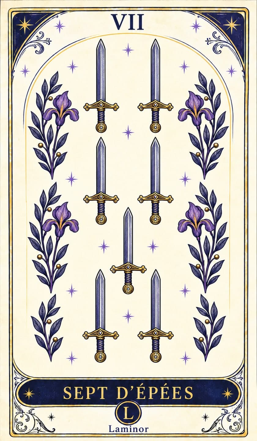 Sept d'Épées, carte du tarot Laminor