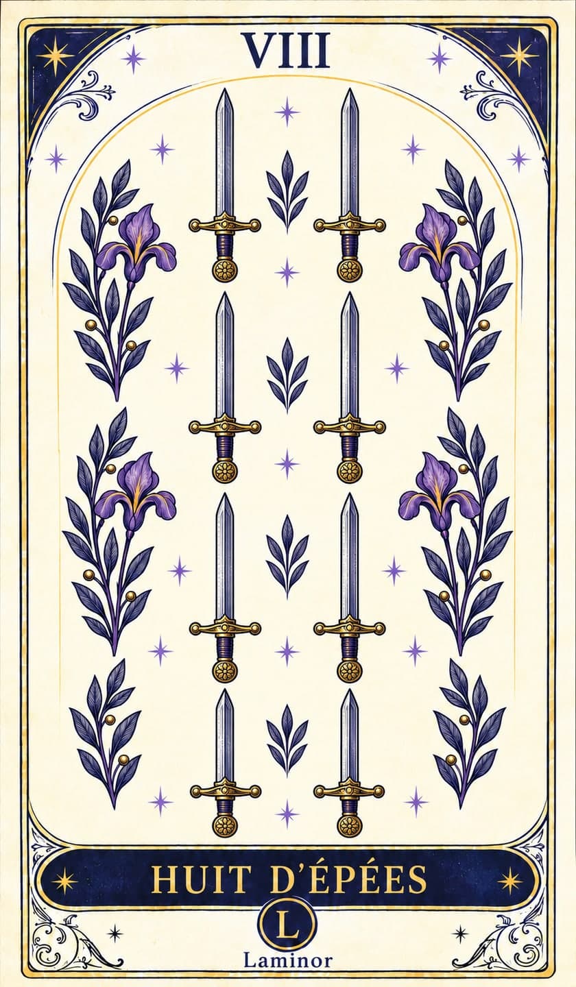 Huit d'Épées, carte du tarot Laminor
