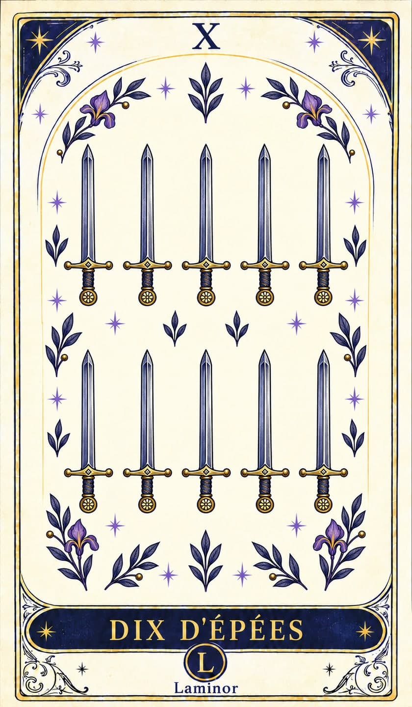 Dix d'Épées, arcane du tarot Laminor