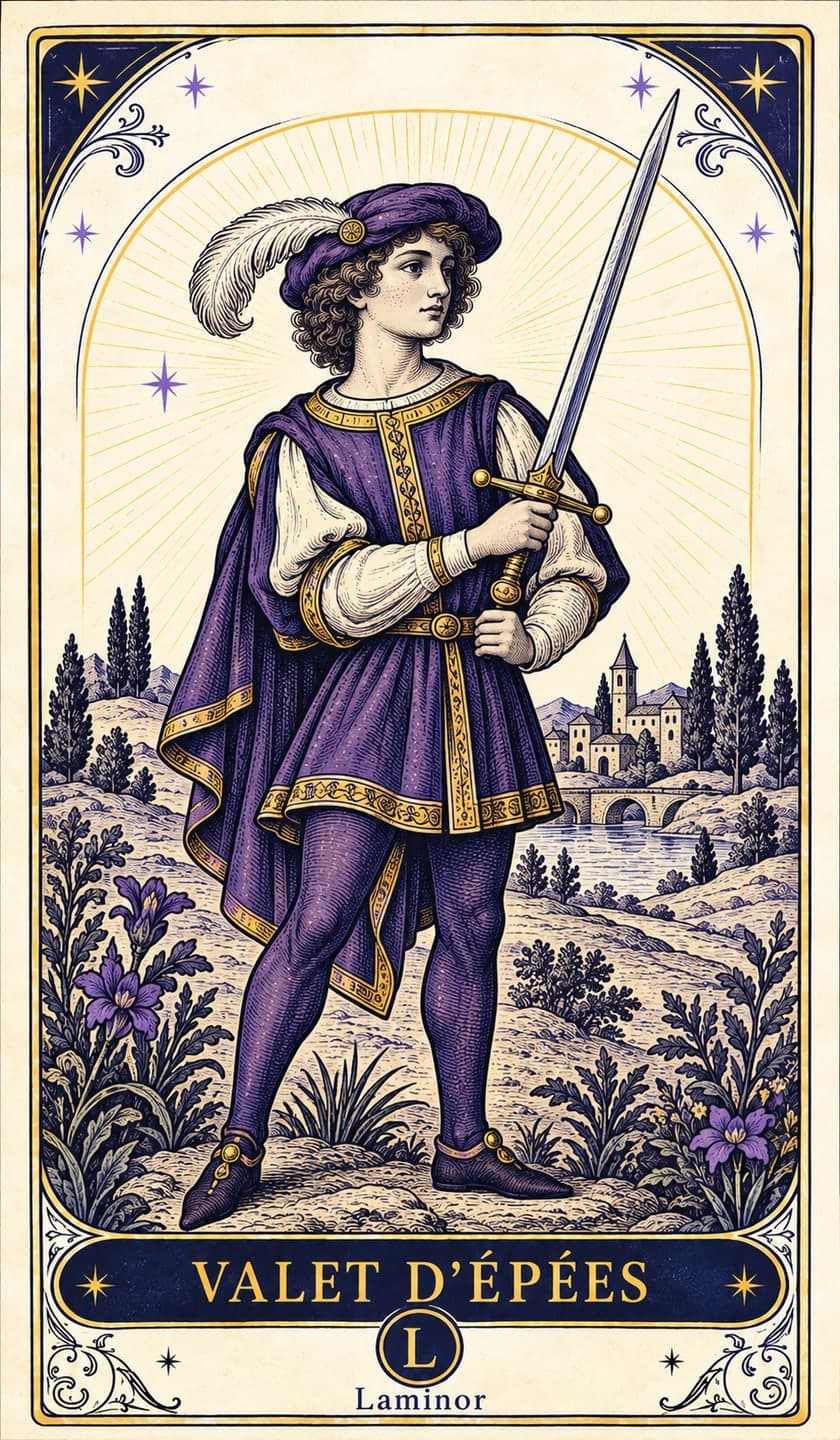 Valet d'Épées, carte du tarot Laminor