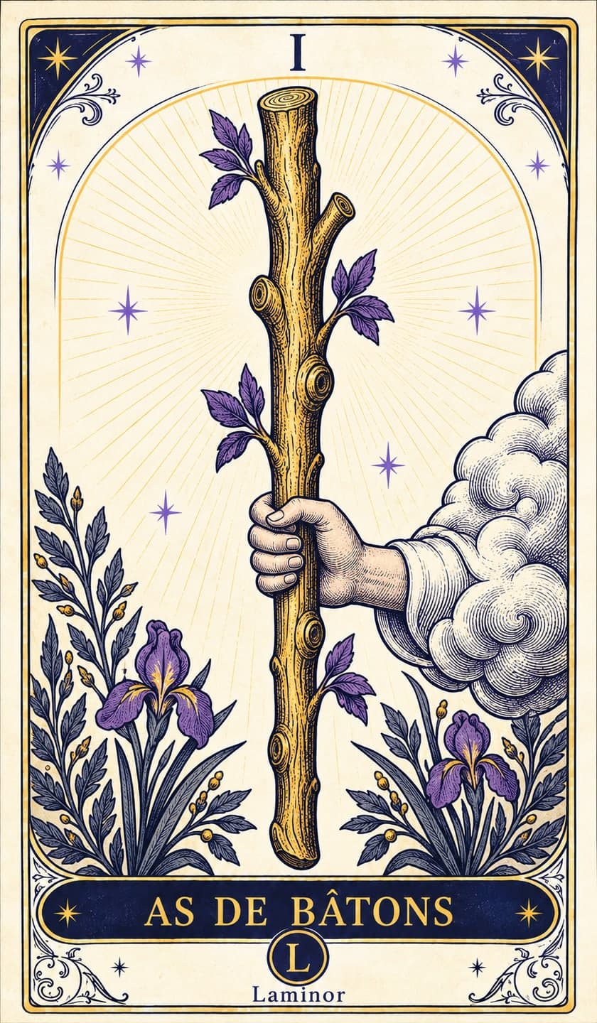 As de Bâtons, carte du tarot Laminor