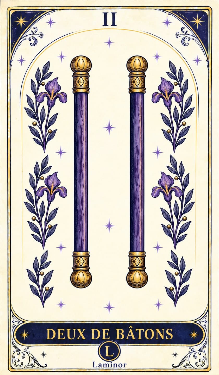 Deux de Bâtons, carte du tarot Laminor