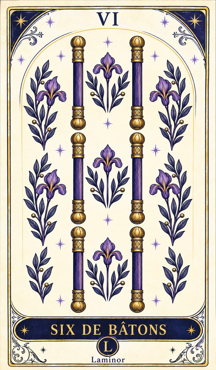 Six de Bâtons, carte du tarot Laminor
