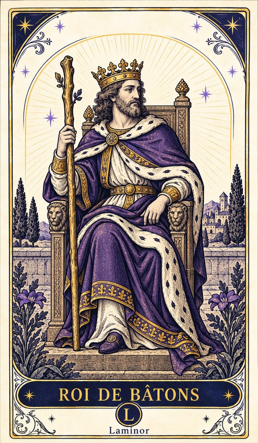 Roi de Bâtons, arcane du tarot Laminor