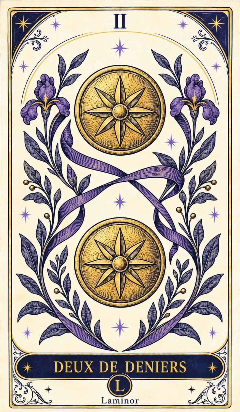 Deux de Pentacles, carte du tarot Laminor