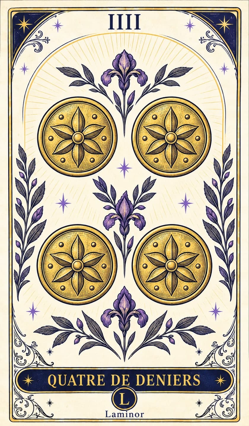 Quatre de Pentacles, carte du tarot Laminor
