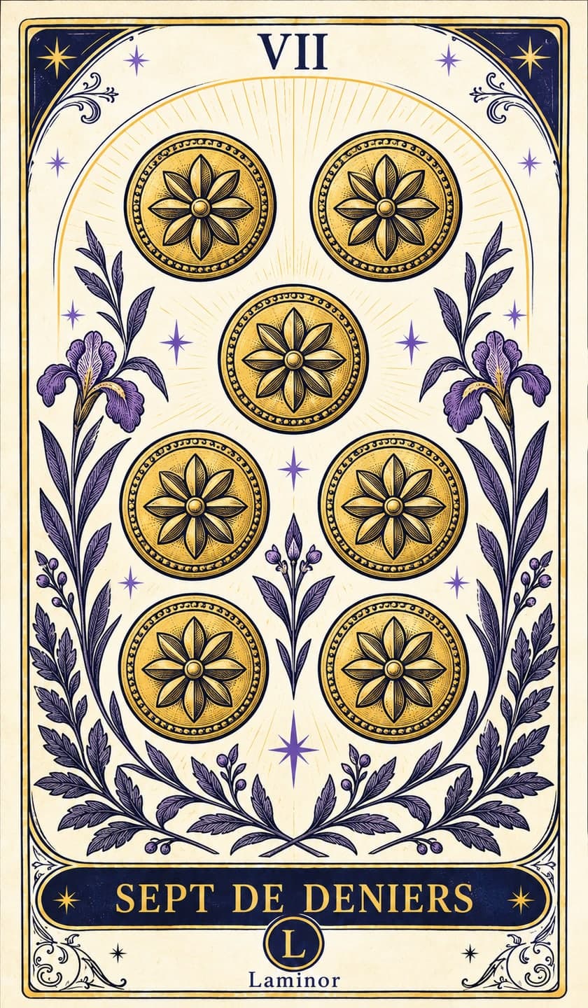 Sept de Pentacles, carte du tarot Laminor