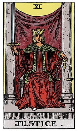 La Justice, carte du tarot Rider-Waite-Smith