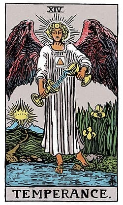 La Tempérance, carte du tarot Rider-Waite-Smith