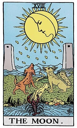 La Lune, carte du tarot Rider-Waite-Smith