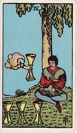 Quatre de Coupes, carte du tarot Rider-Waite-Smith