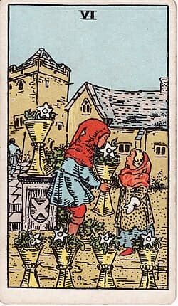 Six de Coupes, carte du tarot Rider-Waite-Smith