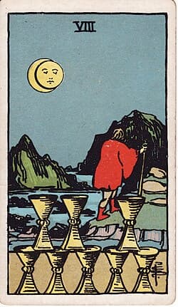 Huit de Coupes, carte du tarot Rider-Waite-Smith