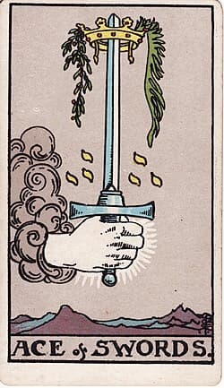 As d'Épées, carte du tarot Rider-Waite-Smith