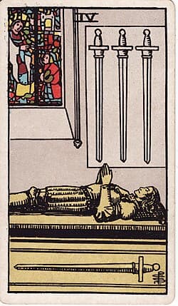 Quatre d'Épées, carte du tarot Rider-Waite-Smith