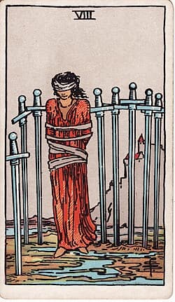Huit d'Épées, carte du tarot Rider-Waite-Smith