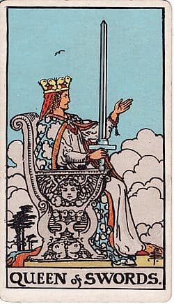 Reine d'Épées, carte du tarot Rider-Waite-Smith