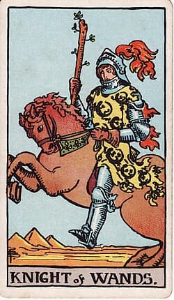 Cavalier de Bâtons, carte du tarot Rider-Waite-Smith