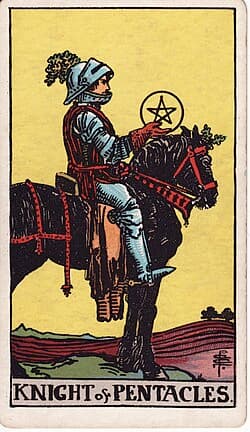Cavalier de Pentacles, carte du tarot Rider-Waite-Smith