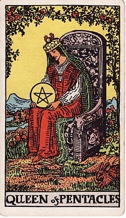 Reine de Pentacles, carte du tarot Rider-Waite-Smith